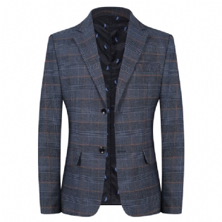 Mænds Jakke Plaid Casual Blazere Dobbelt Knap Flap To Enkeltradede Knapper