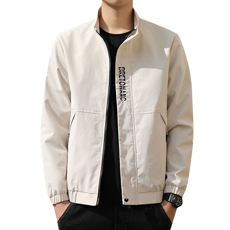 Mænds Jakkestandskrave Slank Trendy Broderi Tynd Sektion Sports Casual Jacket