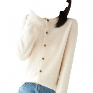 Ny 2023 Forårs Temperament Cardigan Langærmet Rundhalset Lige Sweater Damestrik