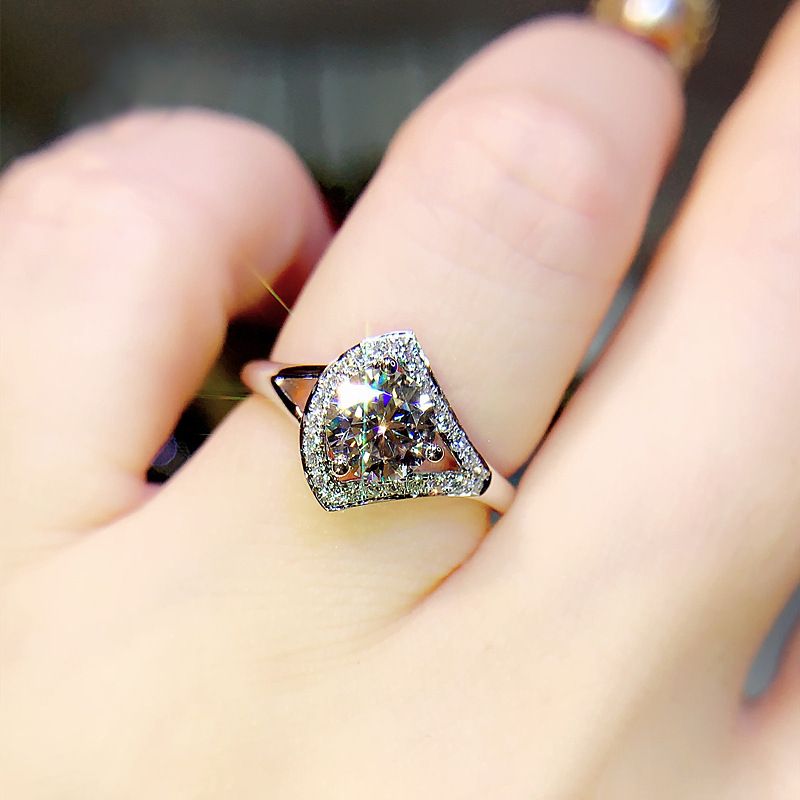 Ny Fuld Diamant Moissanite Ring Hearts And Arrows Super Flash Forlovelsesring Til Kvinder