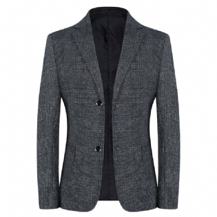 Ny Herrejakke Plaid Casual Blazere Dobbelt Knap Patch Lommejakke