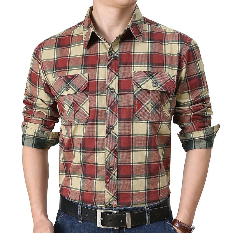 Ny Mænds Business Casual Langærmet Skjorte Plaid
