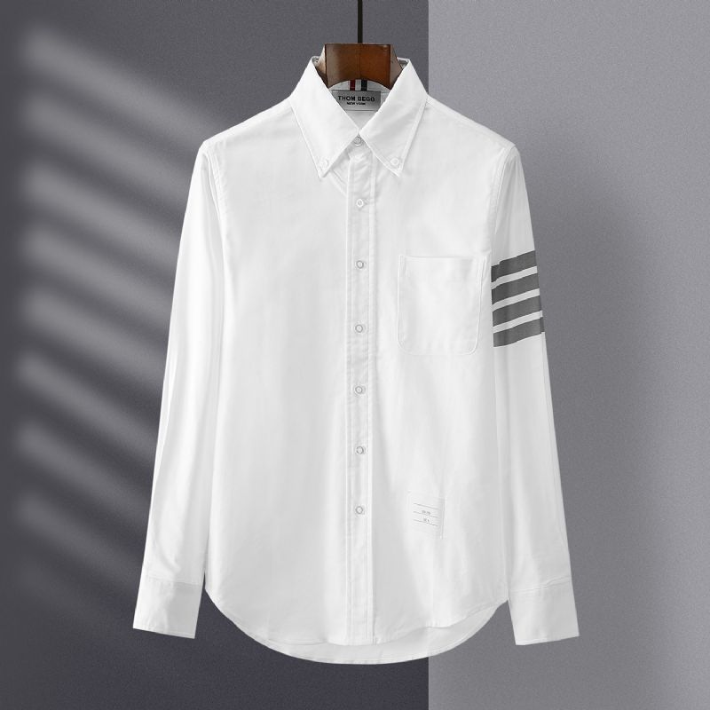 Ny Oxford Langærmet Cardigan Til Mænd Grå Stribe Trendy Casual