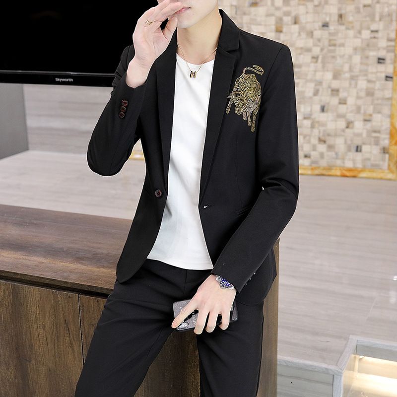 Nye Blazere Til Mænd Slim Fit Trendy Single Row One Button Gul