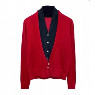 Nye Forår Og Efterår 2023 Toppe Uld Cardigan Falsk Todelt Sweater Dame