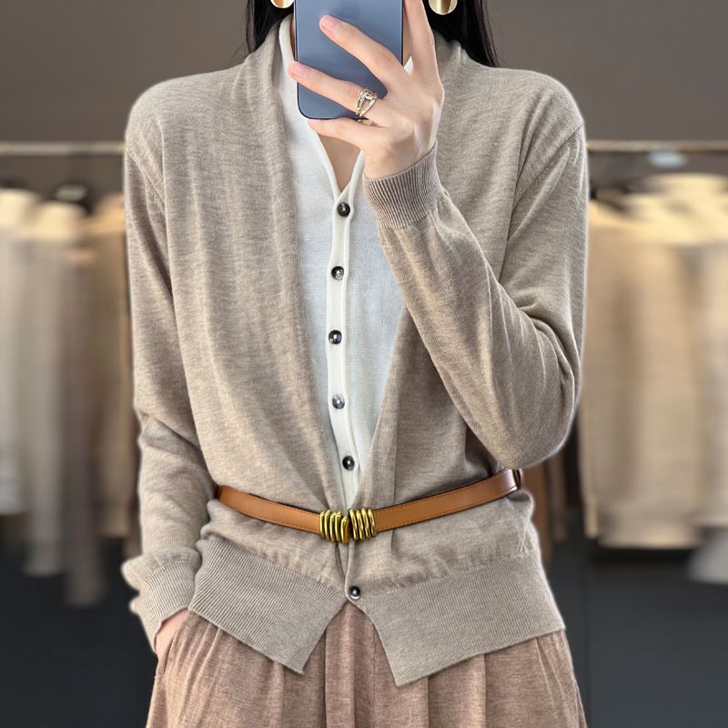 Nye Forår Og Efterår 2023 Toppe Uld Cardigan Falsk Todelt Sweater Dame