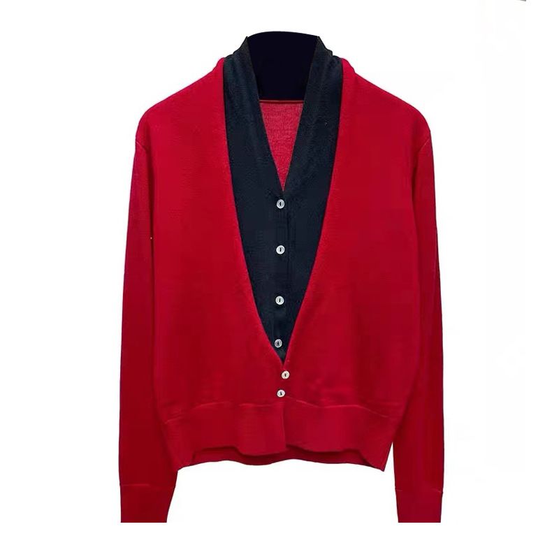 Nye Forår Og Efterår 2023 Toppe Uld Cardigan Falsk Todelt Sweater Dame