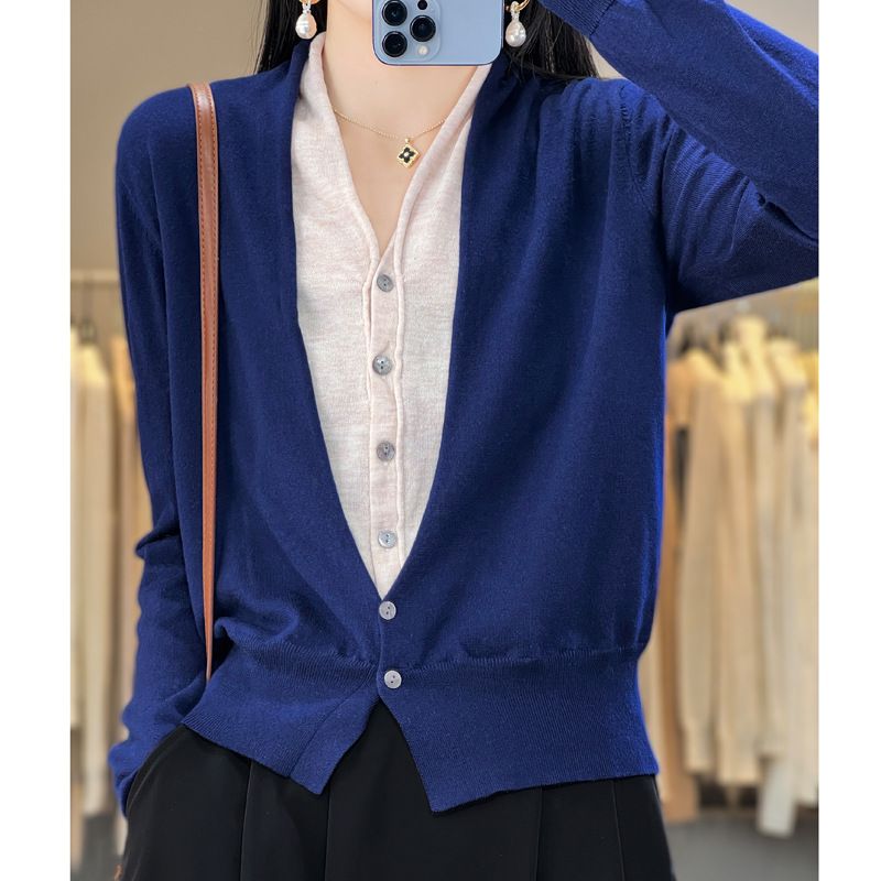 Nye Forår Og Efterår 2023 Toppe Uld Cardigan Falsk Todelt Sweater Dame