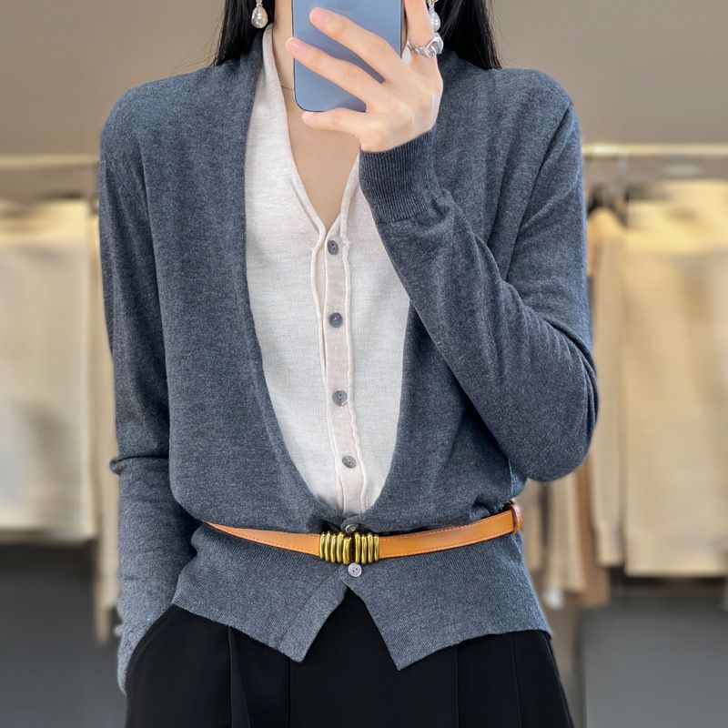 Nye Forår Og Efterår 2023 Toppe Uld Cardigan Falsk Todelt Sweater Dame