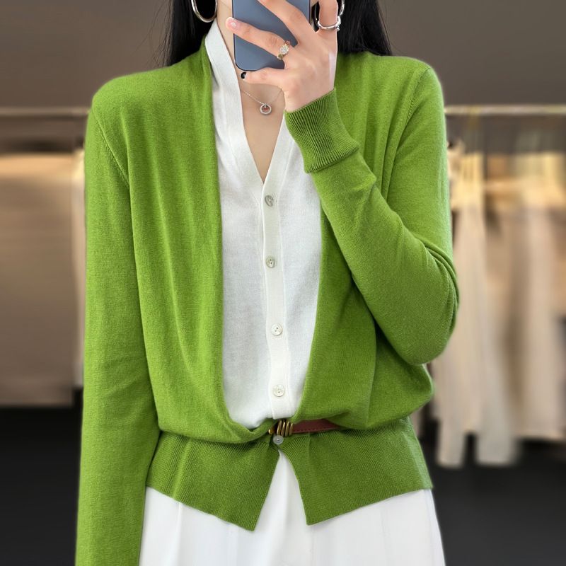 Nye Forår Og Efterår 2023 Toppe Uld Cardigan Falsk Todelt Sweater Dame
