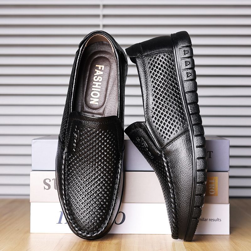 Nye Sommersandaler Casual Læder Hul Kjole Sko Business Åndbare Sandaler Mænd