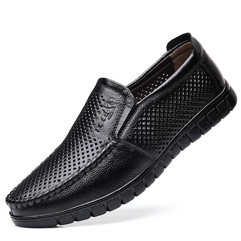 Nye Sommersandaler Casual Læder Hul Kjole Sko Business Åndbare Sandaler Mænd
