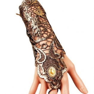 Originale Nye Guld Blonder Handsker Kvindelige Retro Etikette Kjole Dekoration Matchende Armbånd