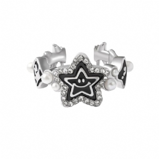 Pearl Lucky Star Ring Åbning Justerbart Design Avanceret Mode Personlighed