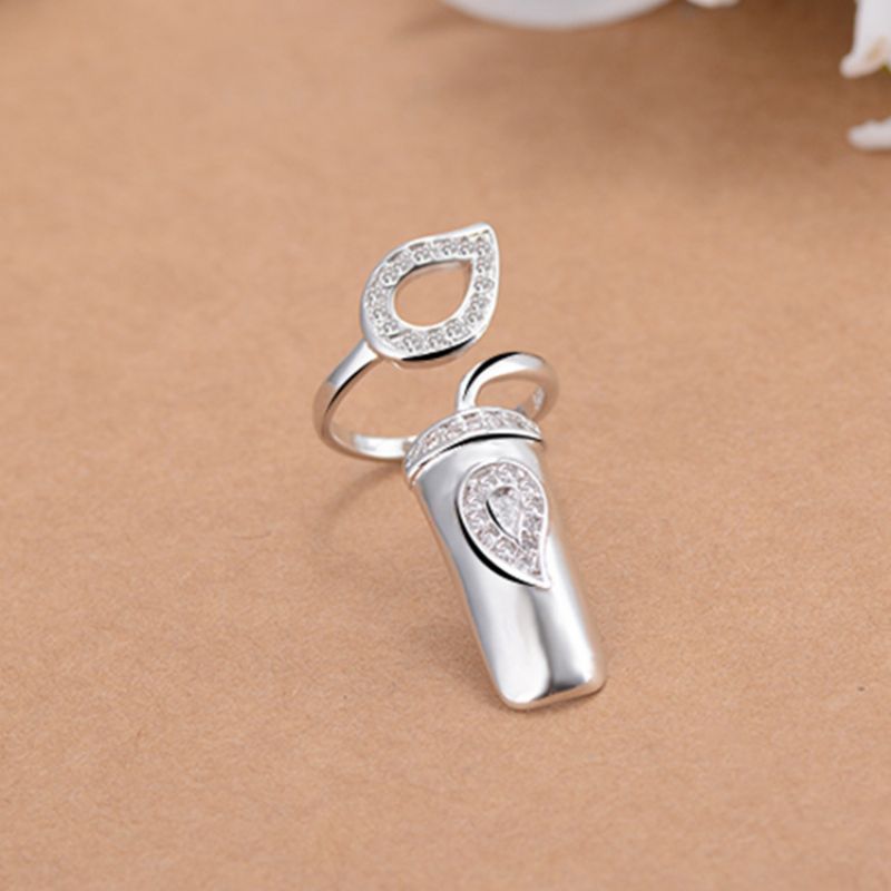 Personlighed Mode Kreativ Åbning Ring A Kvinders Temperament Diamond Nail Set Smykker