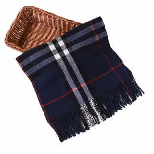 Plaid Tørklæde Kvinder Efterår Og Vinter Boutique Hals Mode Kvast Varmt Cashmere