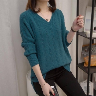 Plus Size Dametøj 2023 Efterår Ny Strikket Sweater Top Fed Og Vinter Bundskjorte Let Fed