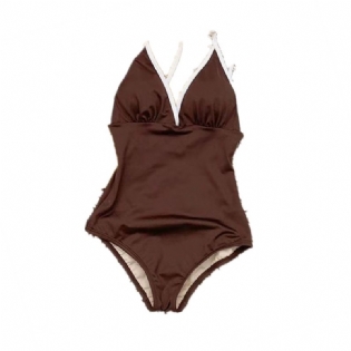 Retro Badedragt I Ét Stykke Kvindelig Sexet Rygløs Bikini Kvinde