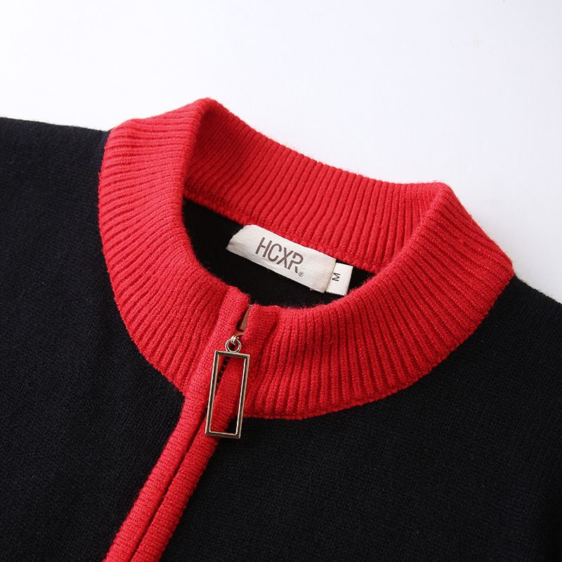 Retro Stand-up Krave Langærmet Stribet Strik Cardigan Kvinder Forår Ny Sweater Frakke