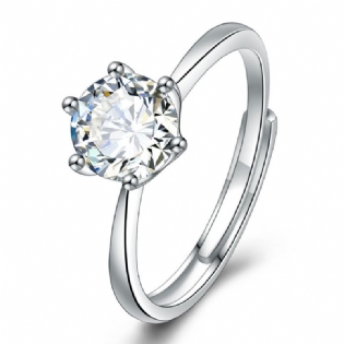 Ring Forslag Par Seks-klo Diamantring Indlagt Moissanite Diamant Åben Til Kvinder