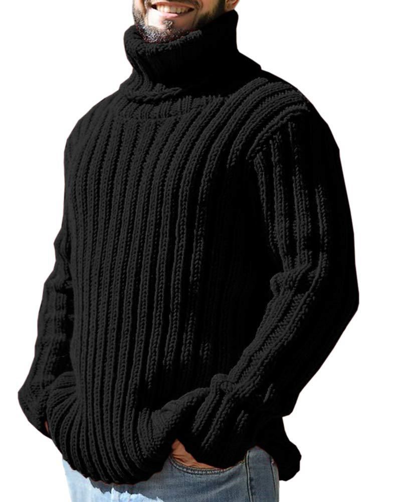 Rullekrave Herre Ensfarvet Slim Fit Strik Toppe 2023 Mode