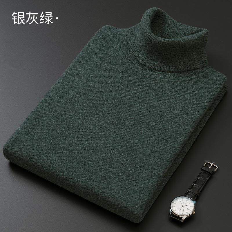 Rullekrave Herre Sweater Tyk Strik Slim Fit