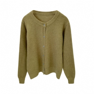 Rundhalset Strikket Sweater Lille Cardigan Kvinder 2023 Tidligt Forår Ensfarvede Knapper Indvendig Med Temperament Tidevand