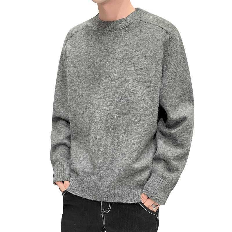 Rundhalset Sweater Herre Tyk Strikket Frakke Trendy Varm Top