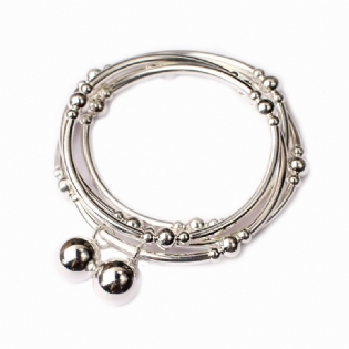 S925 Silver Bend Tube Lille Kugle Sølvperler Armbånd Fire Ringe Original Diy Beaded Gave Til Kvinder