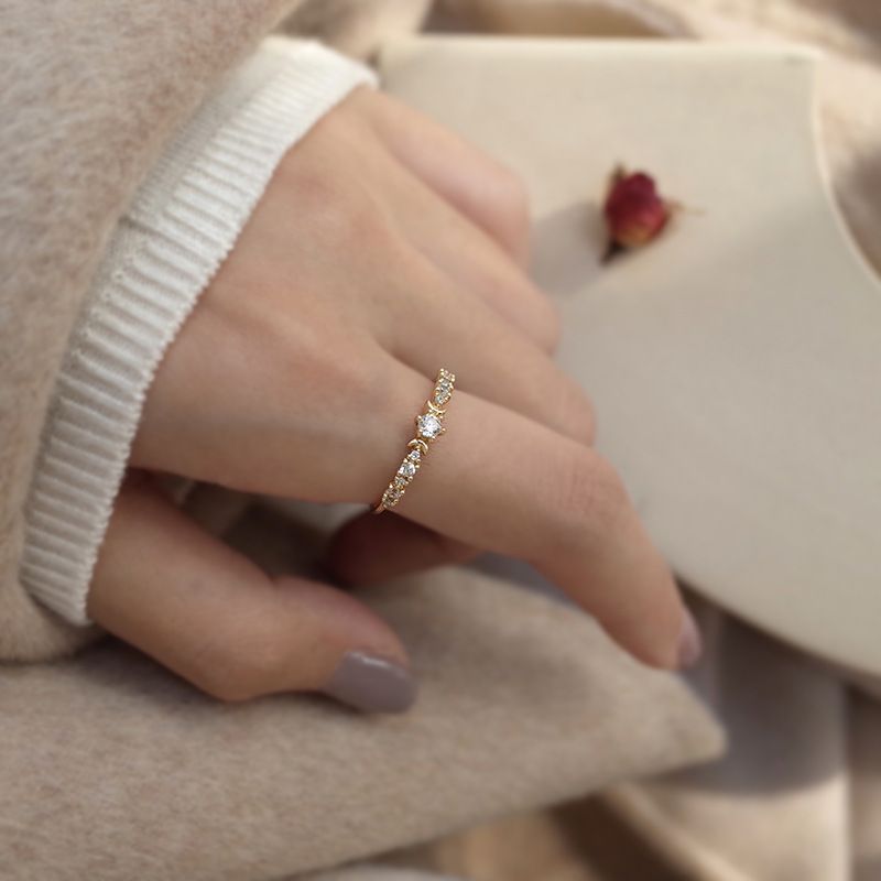 S925 Sterling Sølv Belagt Med 14k Guld Udsøgt Og Super Flash Diamantbesat Åben Ring Temperament Hun