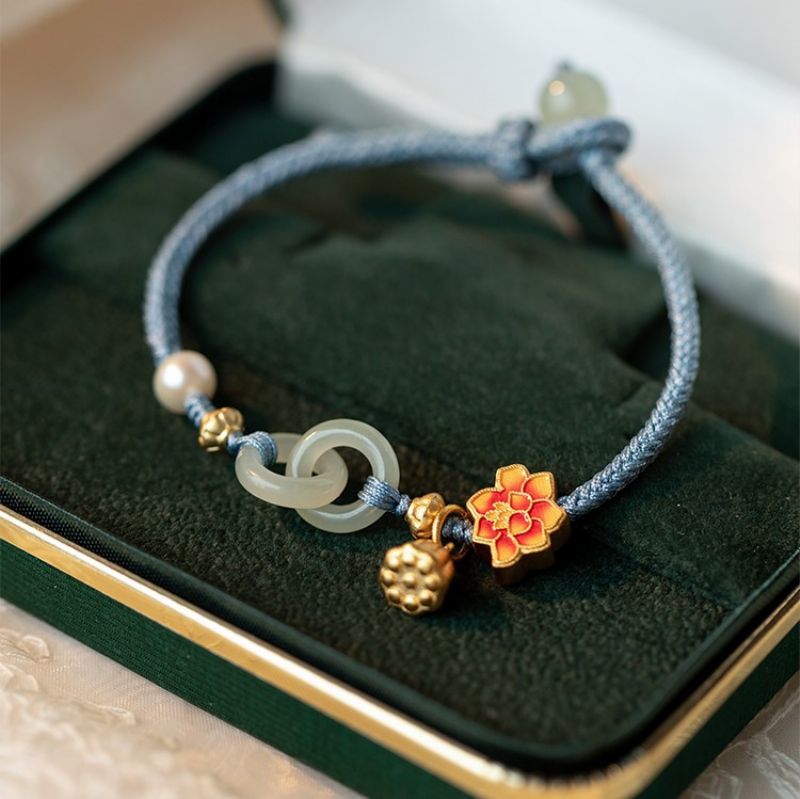 Sammenlåsende Ping An Spænde Armbånd Design Flettet Perle Valentinsdag Gave