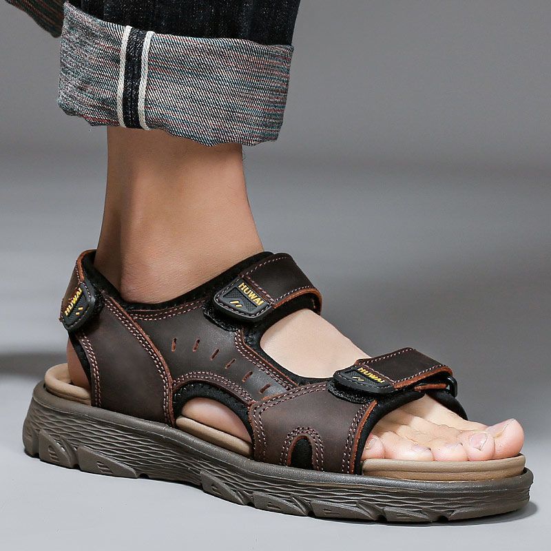 Sandaler 2023 Nye Sommer Hjemmesko Til Mænd Casual Kohud Strandsko Anti-sved Ikke Ildelugtende Fødder Stor Størrelse