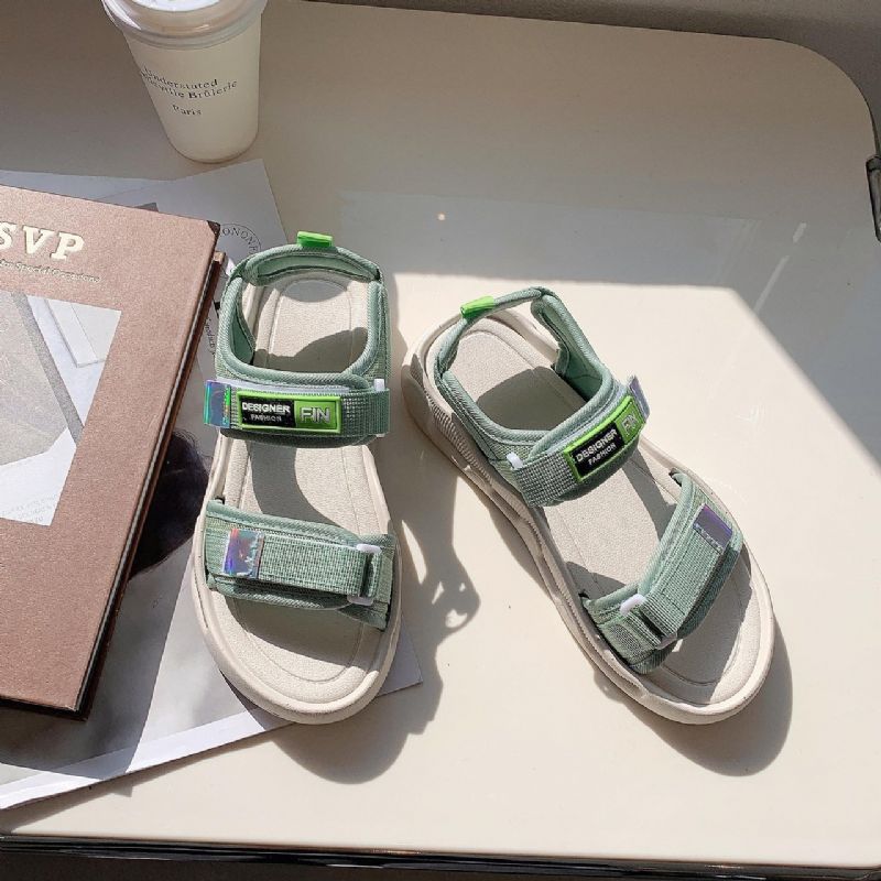 Sandaler Kvinders Tyksålede Muffin Blød Bund 2023 Forår Og Sommer Nye Velcro Romerske Strandsko Damesko