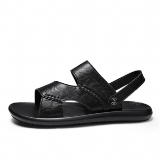 Sandaler Mikrofiber Blødt Læder Dual-use Casual Herresandaler Hjemmesko Ungdomsstrandsandaler