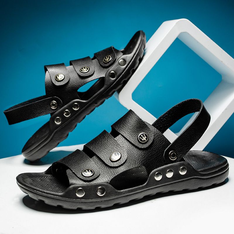 Sandaler Plus Size Fritidssko Åben Tå Strandsko Herresandaler Sommertøfler Med Blød Sål Dual Purpose