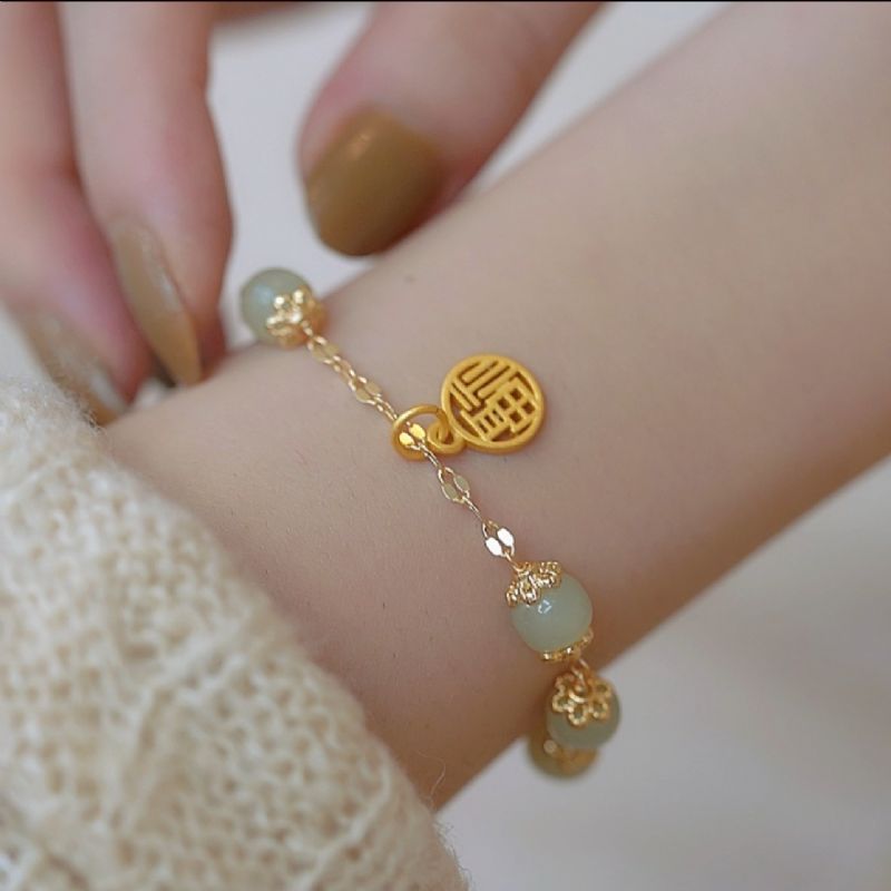 Sanshengyi Natural Hetian Yufu Brand Armbånd Retro Design Kærestegave Held Og Lykke