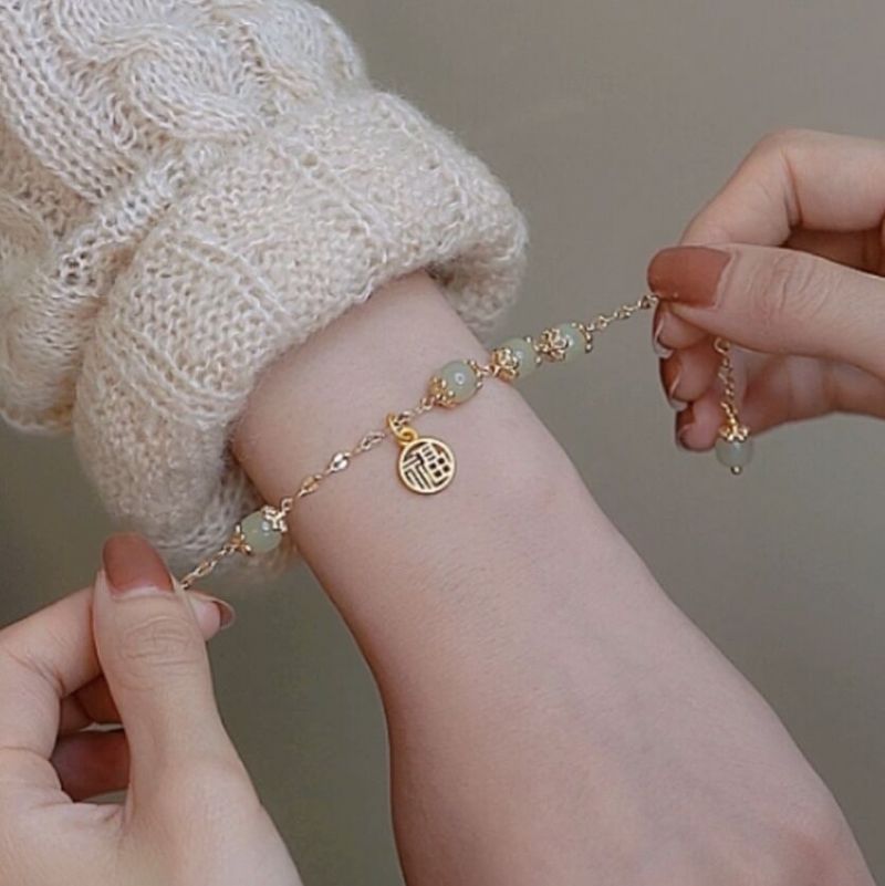 Sanshengyi Natural Hetian Yufu Brand Armbånd Retro Design Kærestegave Held Og Lykke