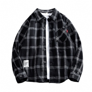 Skjorte Herre Plaidskjorte Trendy Flot Jakke Langærmet