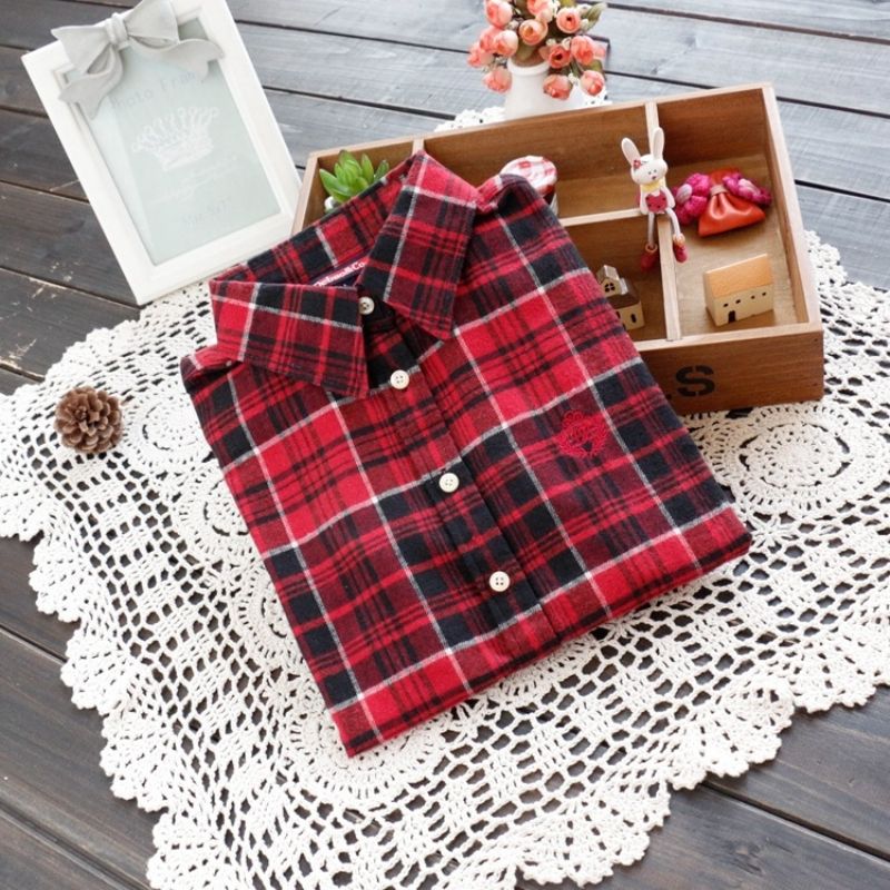 Slibning Plaid Skjorte Damer Fortykket