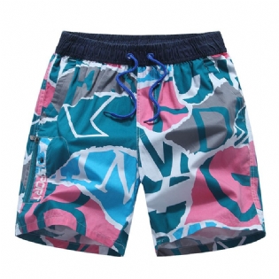 Sommer Cotton Beach Mænds Løse Afslappede Shorts Med Fem Punkts Tryk