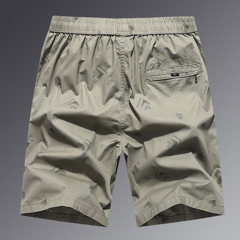 Sommer Herreshorts Lynlåslomme Strandprint Bomuld Tynd Løs Fem Points