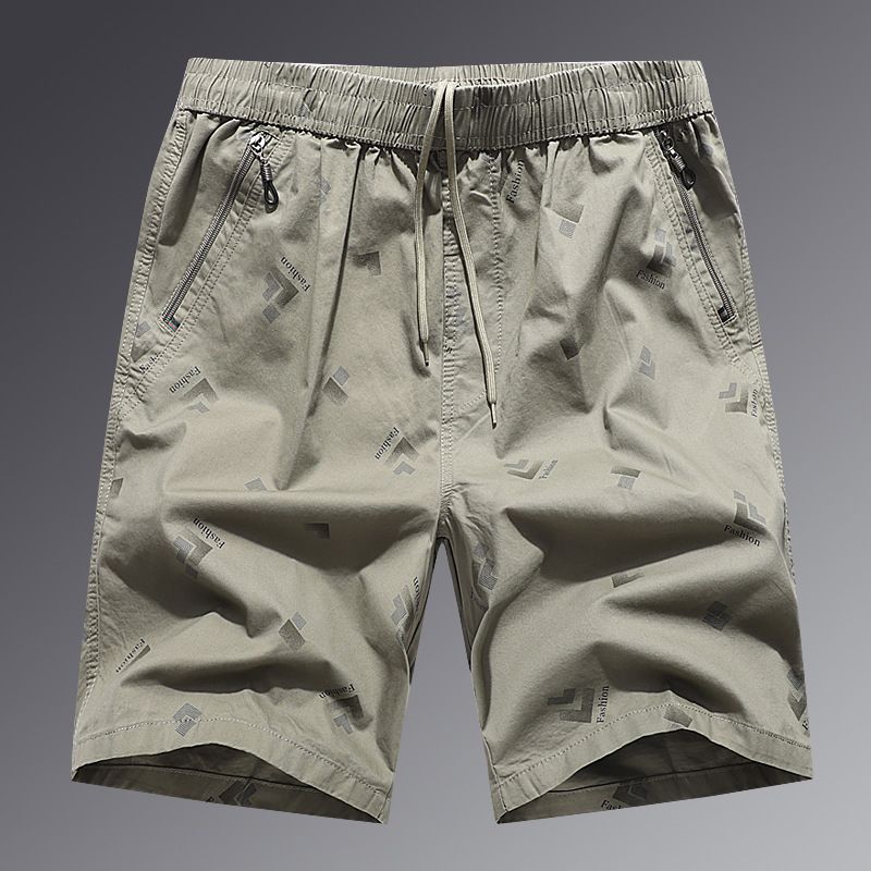 Sommer Herreshorts Lynlåslomme Strandprint Bomuld Tynd Løs Fem Points
