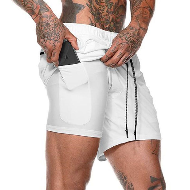 Sommer Mænds Fitness Fritid Sport Cropped Bukser Sportshorts Løbesport Dobbeltbukser