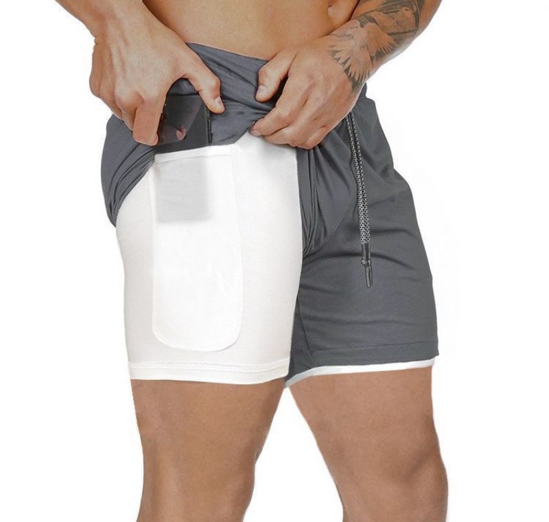 Sommer Mænds Fitness Fritid Sport Cropped Bukser Sportshorts Løbesport Dobbeltbukser