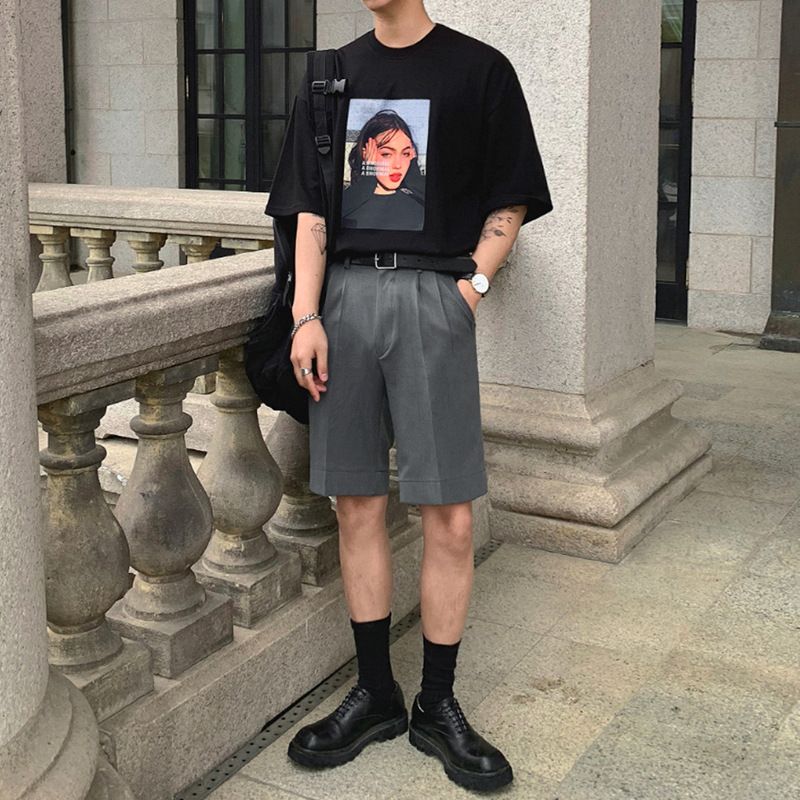 Sommer Nye Herreshorts Løse Drapere Fempunktsbukser Trendy Smuk