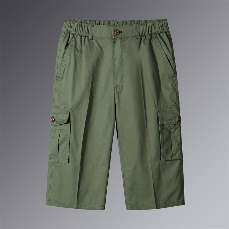 Sommershorts Til Mænd Multi-pocket Straight Tooling Løse Afskårne Bukser
