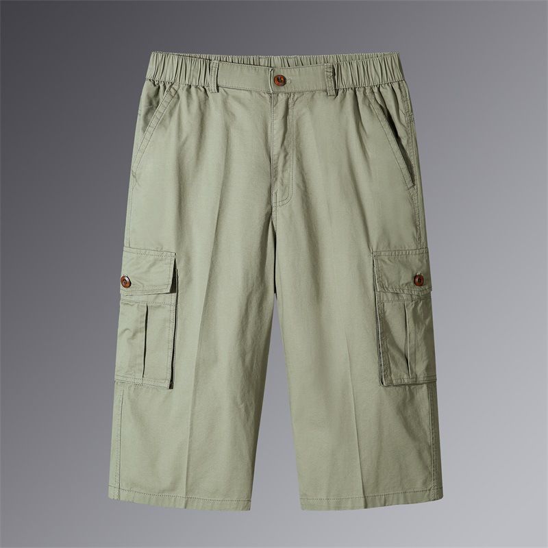 Sommershorts Til Mænd Multi-pocket Straight Tooling Løse Afskårne Bukser