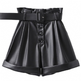 Sorte Shorts Dame Højtalje Trendy Løse Brede Ben