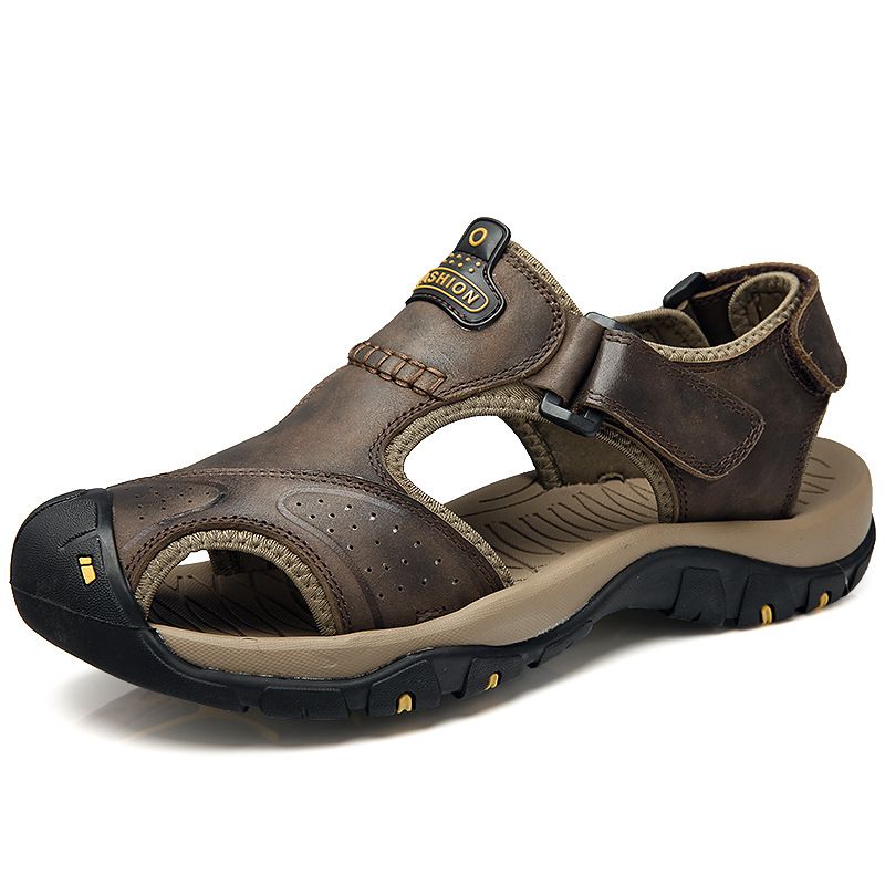 Store Størrelse Sandaler Herre Sommer Nye Casual Baotou Læder Udendørs Skridsikre Strandsko 48 Yards