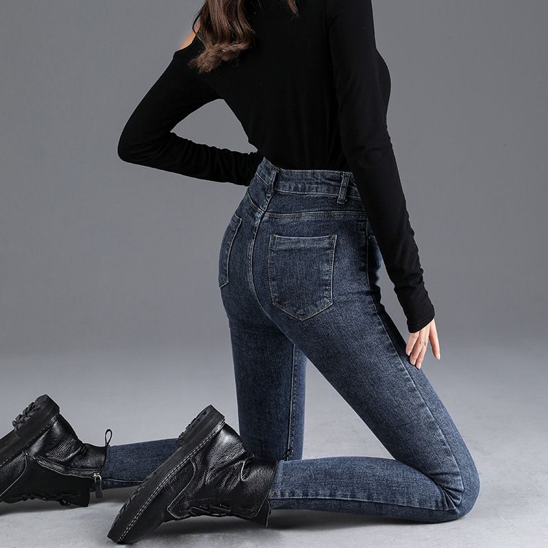 Stretch Højtaljede Jeans Dame Skinny Slim
